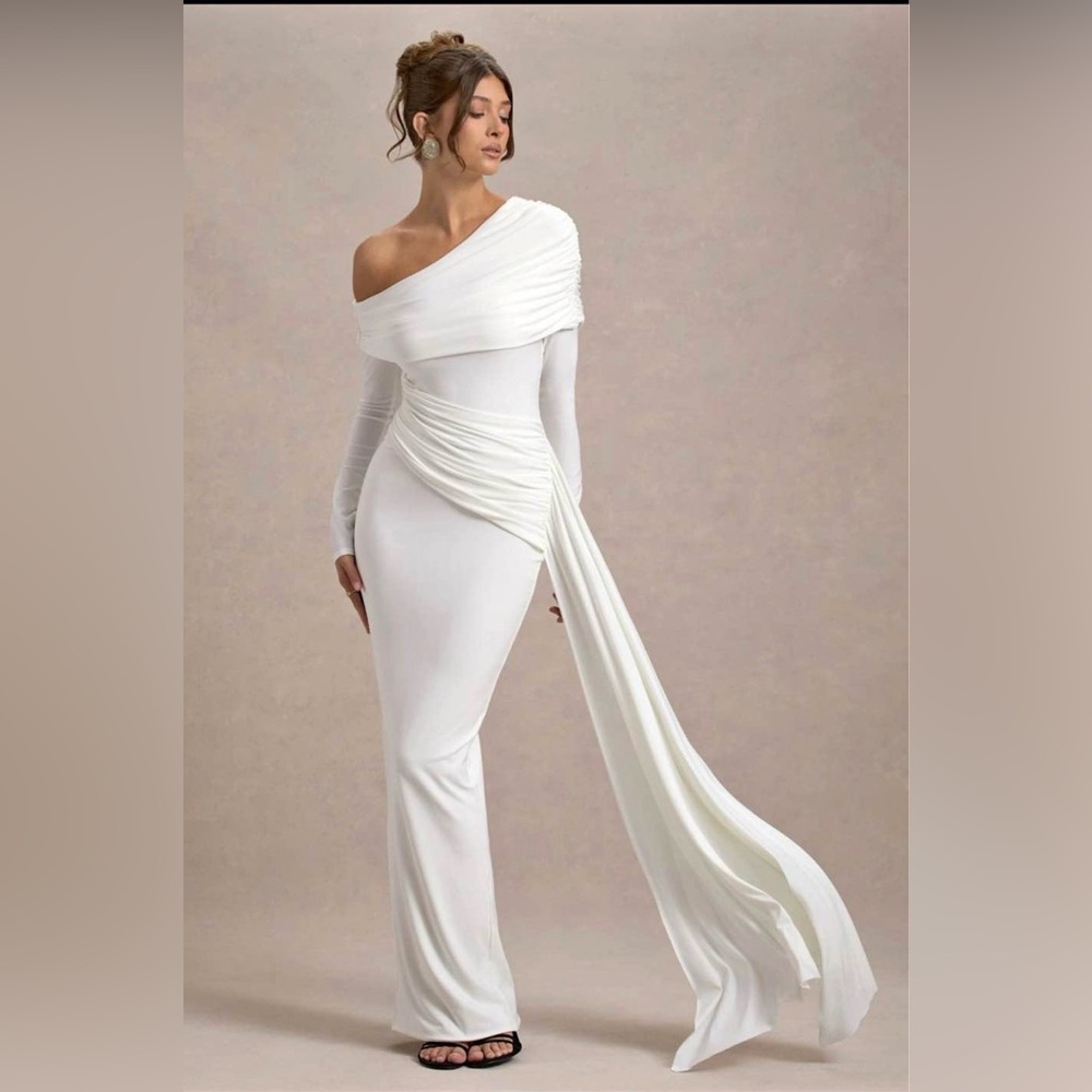Club L London One Shoulder White Dress